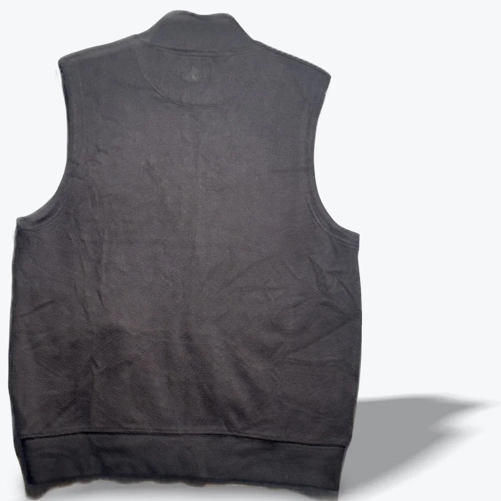 Pendleton Shetland Wool Sweater Vest Charcoal Black Full Zip Mock Neck Men Small